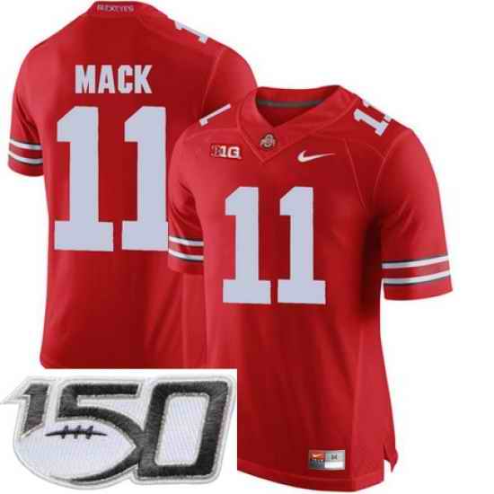 Ohio State Buckeyes 11 Austin Mack Red College Football Stitched 150th Anniversary Patch Jersey